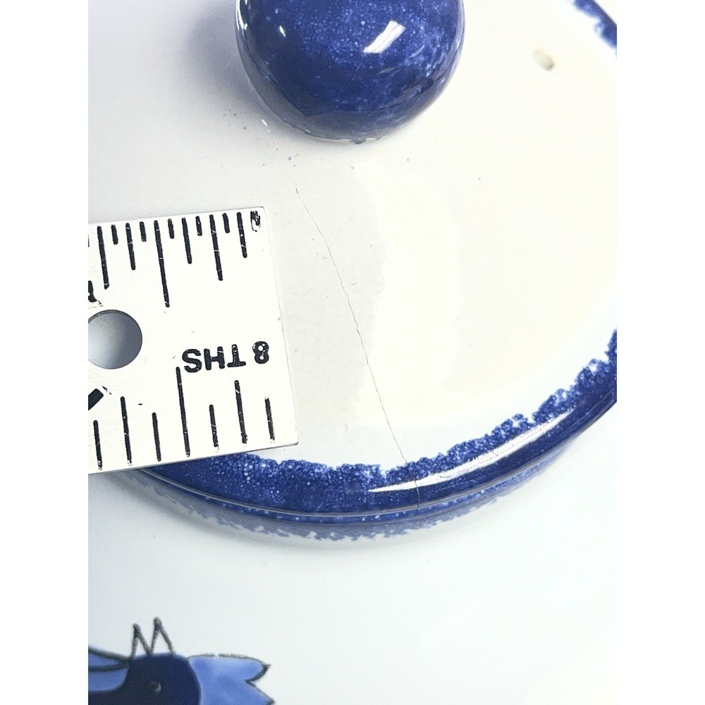 HB Quimper Pottery France Le Coq Teapot Blue Rooster Tea Pot - Picture 6 of 13